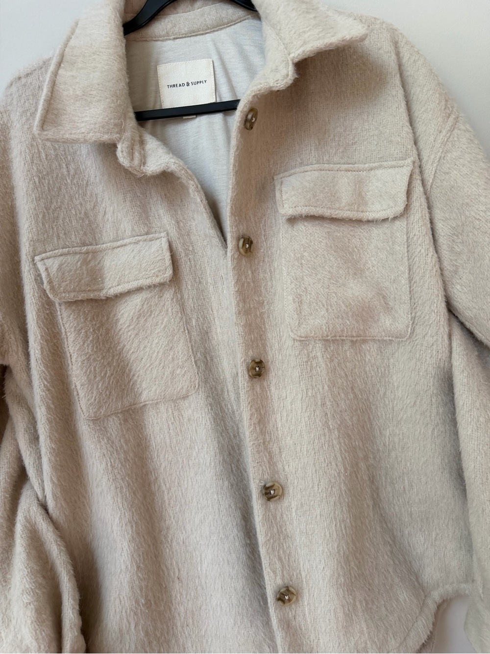 Thread & Supply Cream Button-Front Shacket - Picture 2 of 4